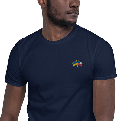 Chile-Ukraine Flag T-shirt Embroidery
