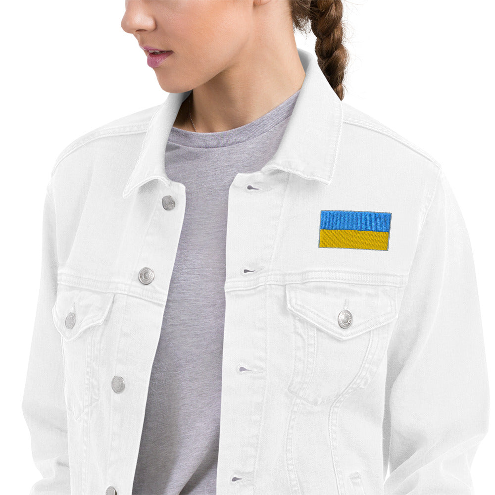 Ukrainian Flag Denim Jacket Embroidery