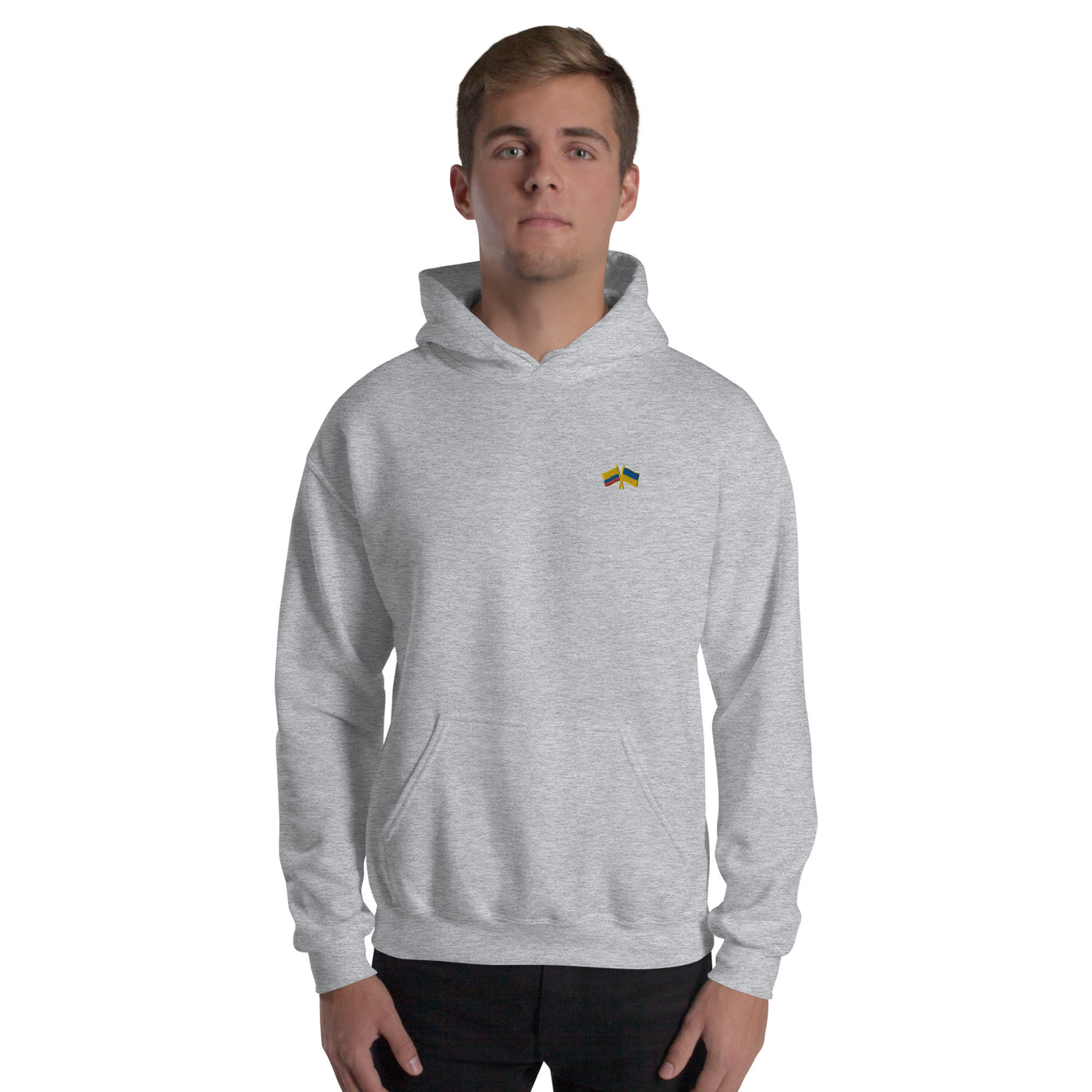 Colombia-Ukraine Heavy Blend Hoodie Embroidery