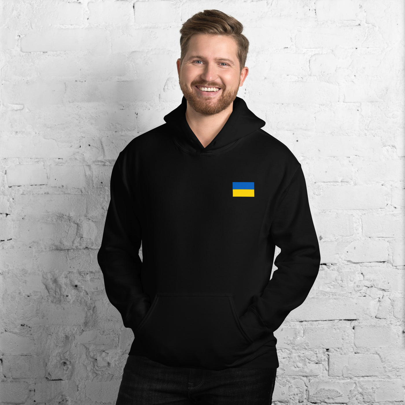 Ukrainische Flagge mit schwerem Blend-Hoodie-Druck