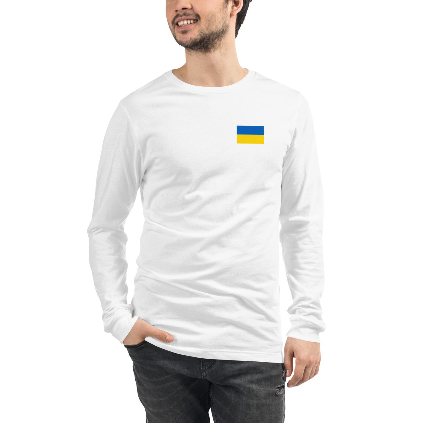 Langärmliges Hemd mit ukrainischer Flagge