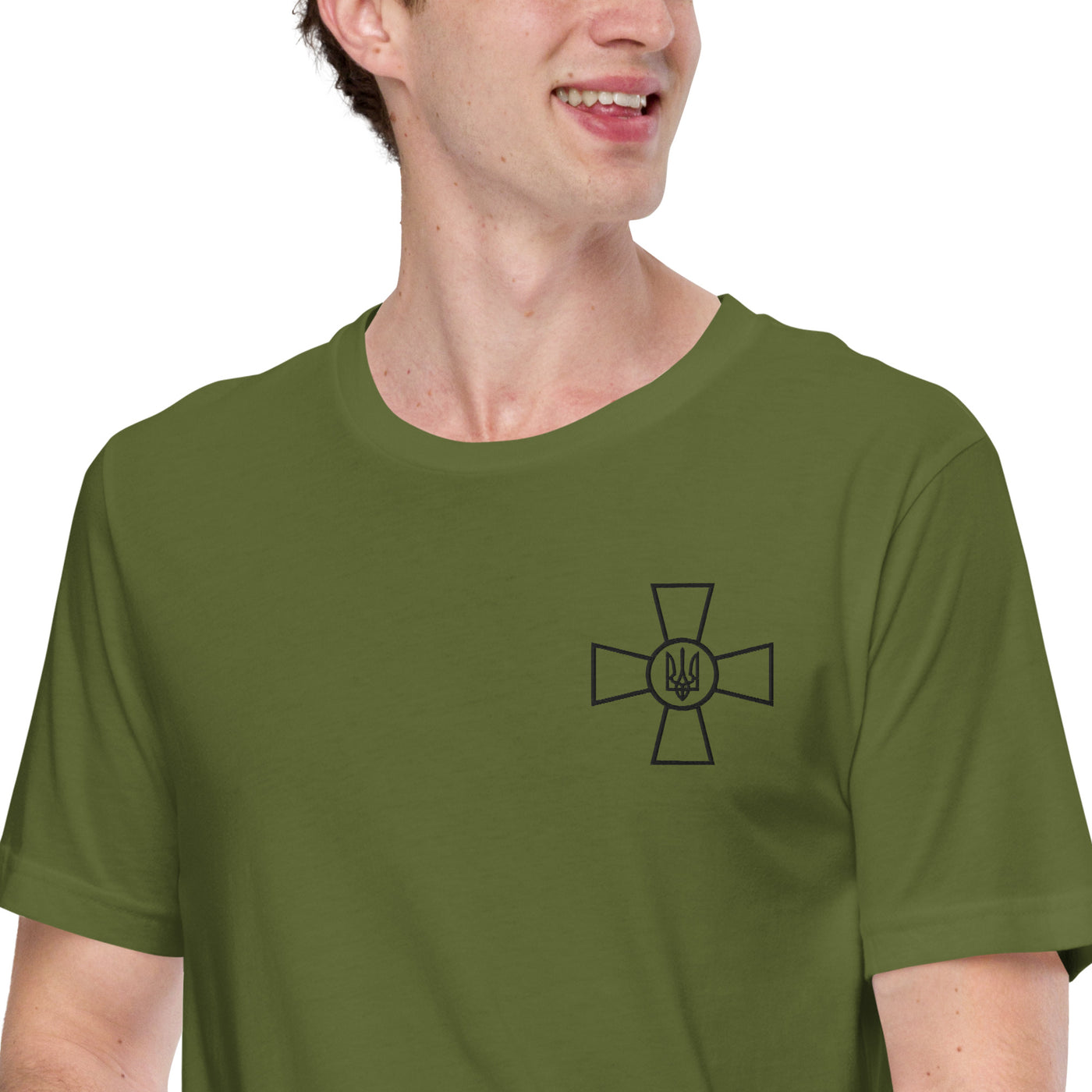 Dreizack der Freiheit Zelensky Grüne T-Shirt-Stickerei